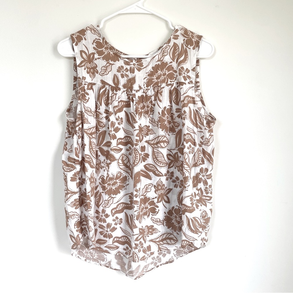 Women's Brown Floral Sleeveless Top